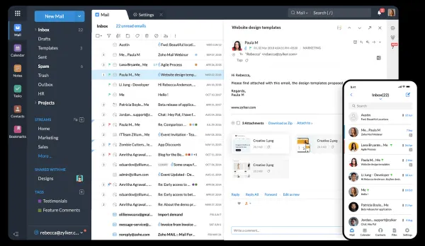 سرویس ایمیل امن Zoho Mail