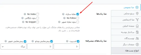 خطای Excluded by NoIndex Tag - تنظیمات پیش فرض noindex