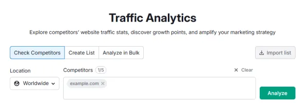ابزارهای تحلیل رقابتی - Traffic Analytics