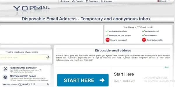 سرویس ایمیل موقت YOPmail - ساخت ایمیل موقت جیمیل
