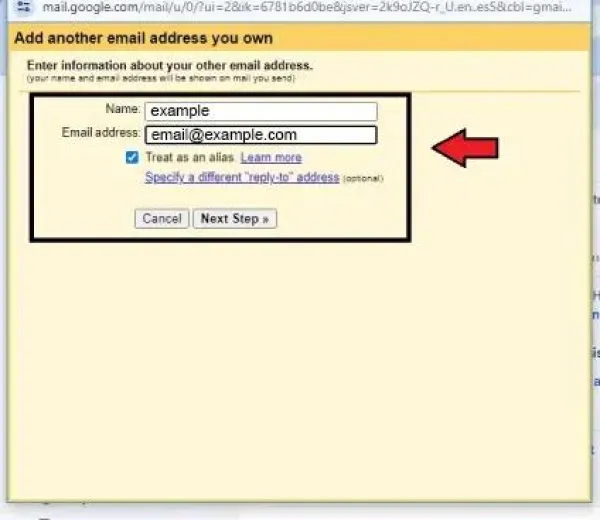 ساخت ایمیل موقت جیمیل - انتخاب نام مستعار