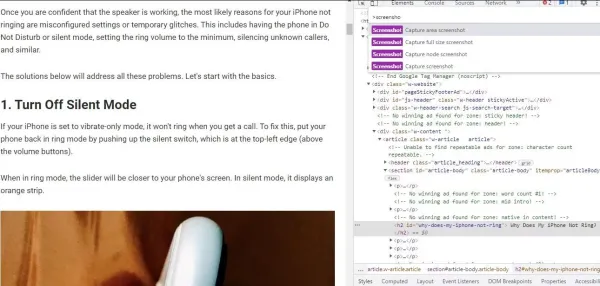 اسکرین‌ شات بدون نیاز به افزونه با DevTools