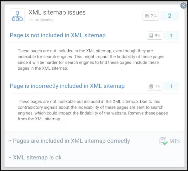 یافتن مشکلات نقشه سایت XML 