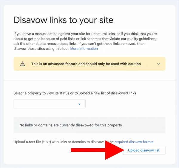 نحوه آپلود فایل Disavowal