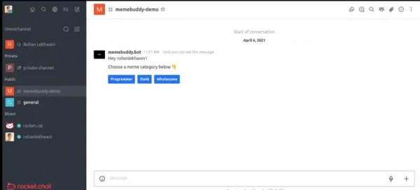 پیامهای تعاملی در راکت چت