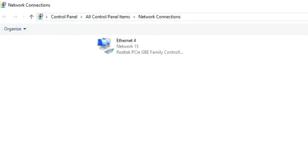 لیست کارت‌های شبکه در ویندوز