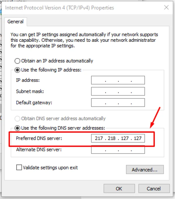 تنظیم dns سرورهای جدید در ویندوز
