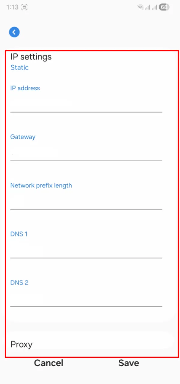 تنظیمات گزینه‌ی IP Settings در اندروید